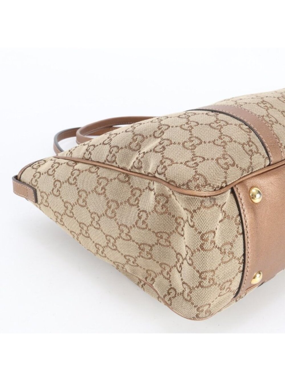 Gucci GG Twins Canvas Leather Tote Shoulder Hand Beige Rbe - Picture 6 of 9